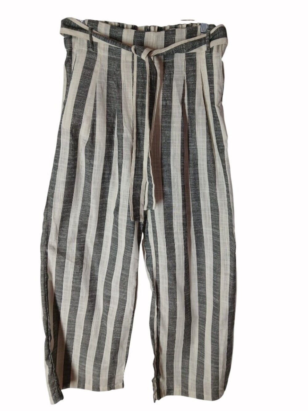 Indigo Rising Womens Ivory Gray Linen Cotton Pants Size L Wide Leg Casual Loose - Picture 2 of 10